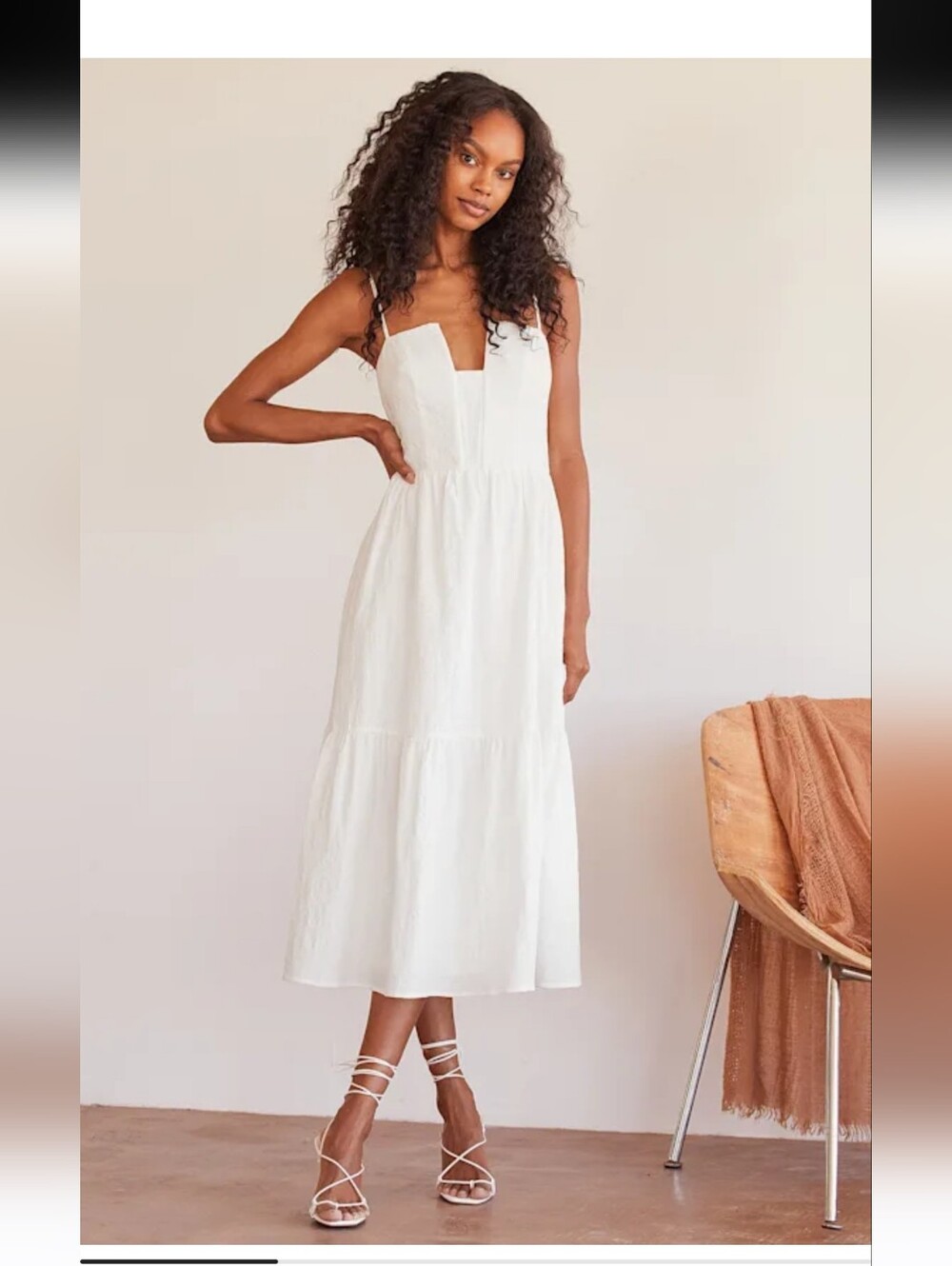 Lulus White Spaghetti-Strap Midi Dress - Elegant Summer Style